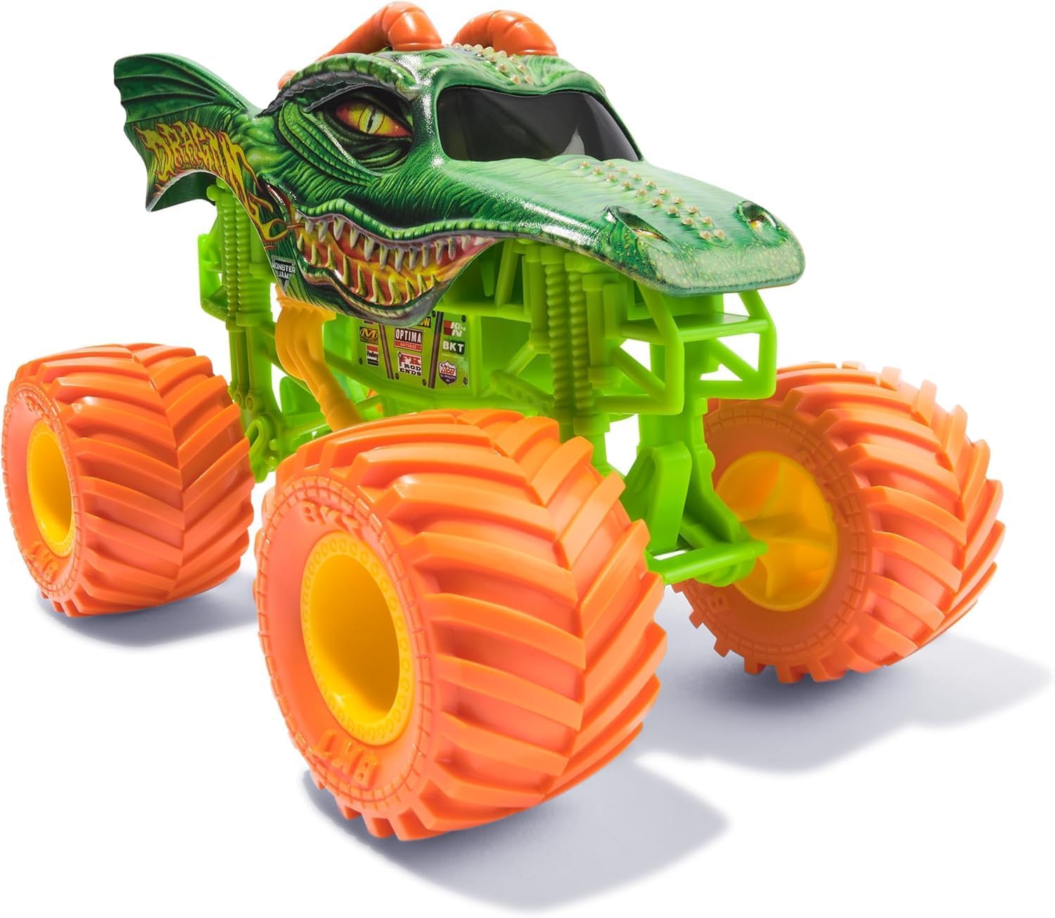 超巨大 ラブラドライト オレンジシラー&ピンクシラー龍亀 Monster Jam | truck a large model with orange wheels