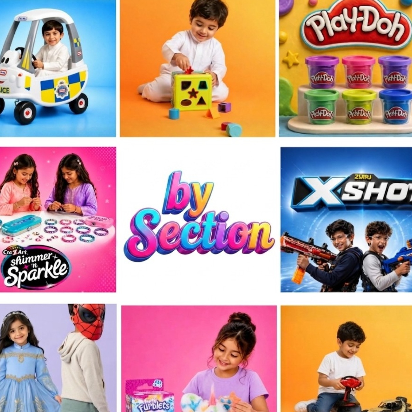 Toys and kids products organized by section at Hikids