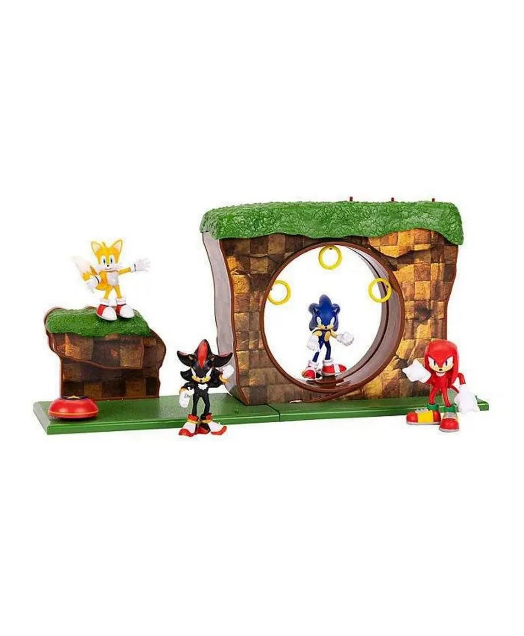 Sonic the Hedgehog toy with colorful characters and nature backdrop