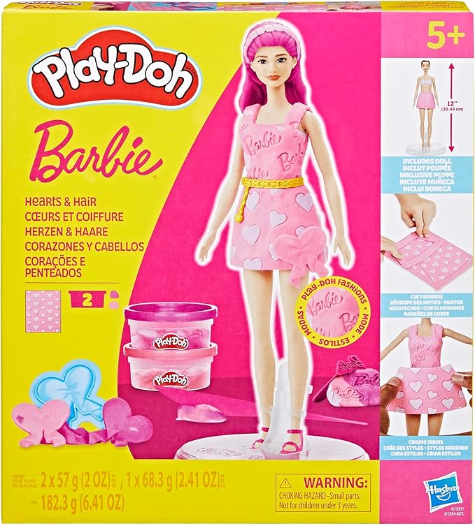 Pink Barbie doll with play dough