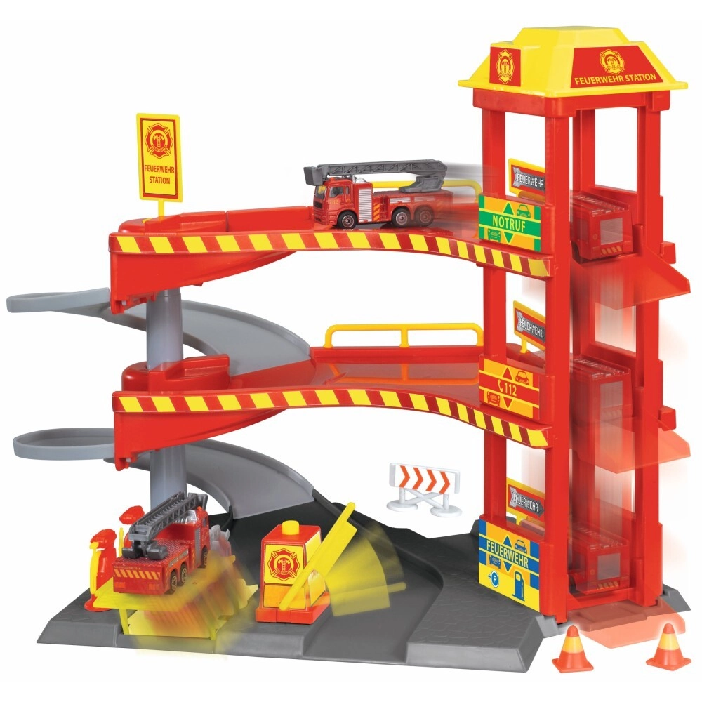 Rescue station with toy vehicles