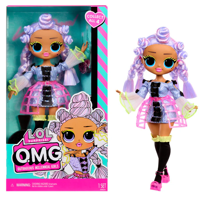 Cartoon doll with lavender hairstyle