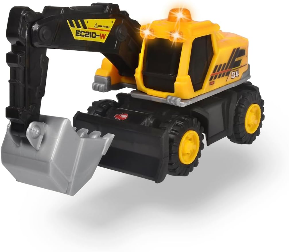 Professionally-designed, brightly-colored toy excavator