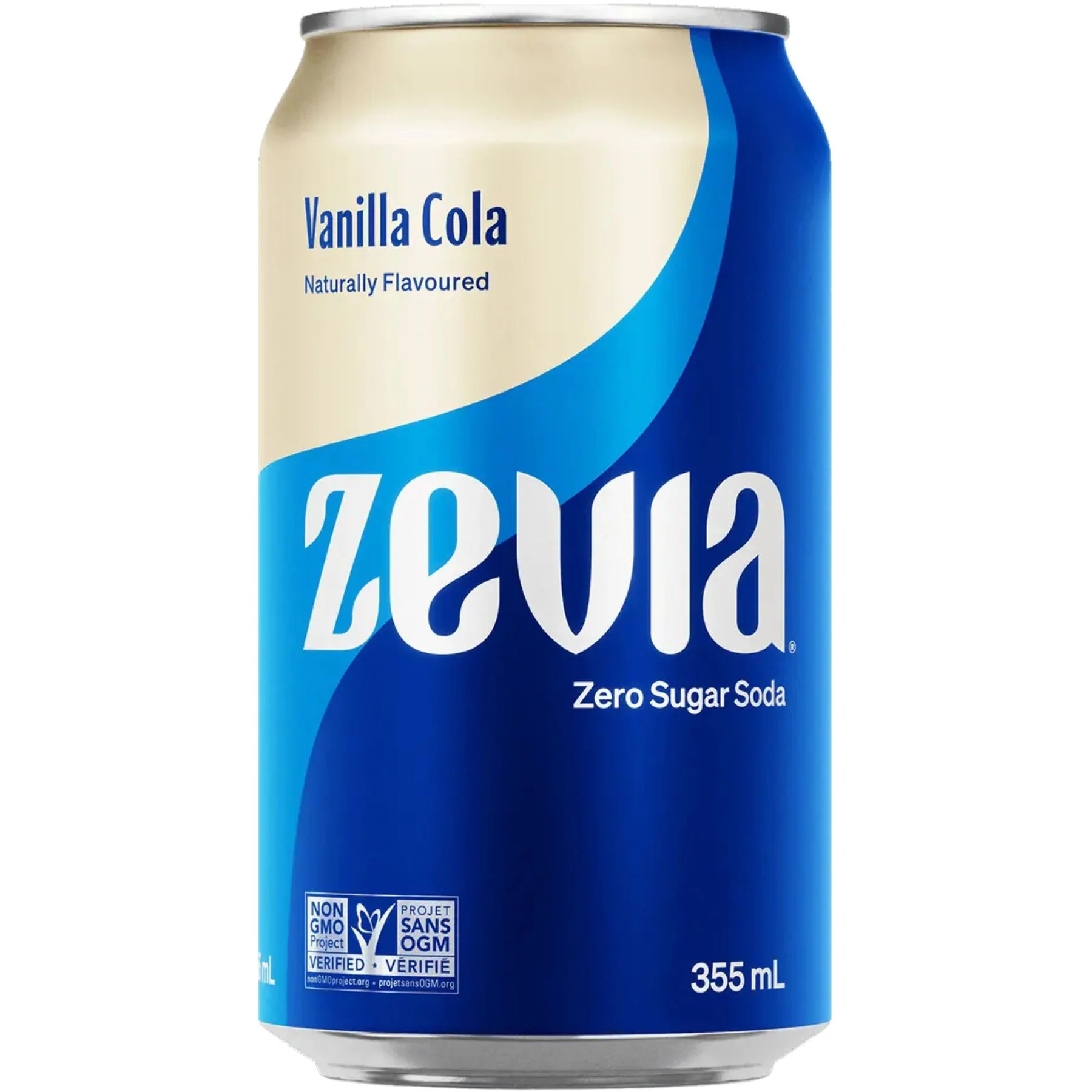 Zevia vanilla cola zero sugar soda can