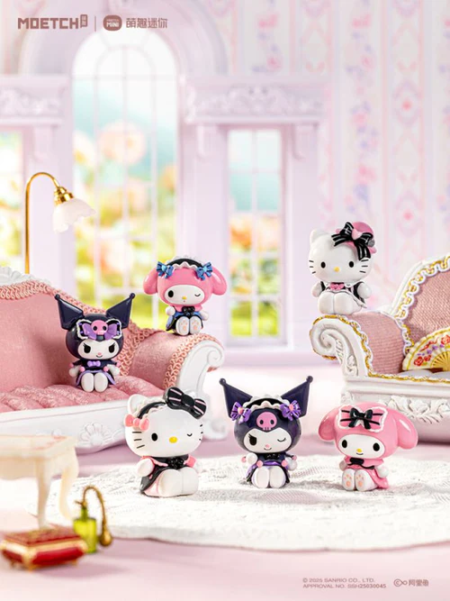 Adorable small characters in pink and purple