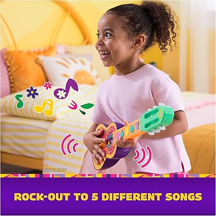 Colorful interactive guitar with multiple character buttons