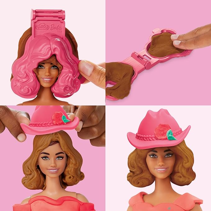 Illustration of setting up the Barbie doll in a fun way