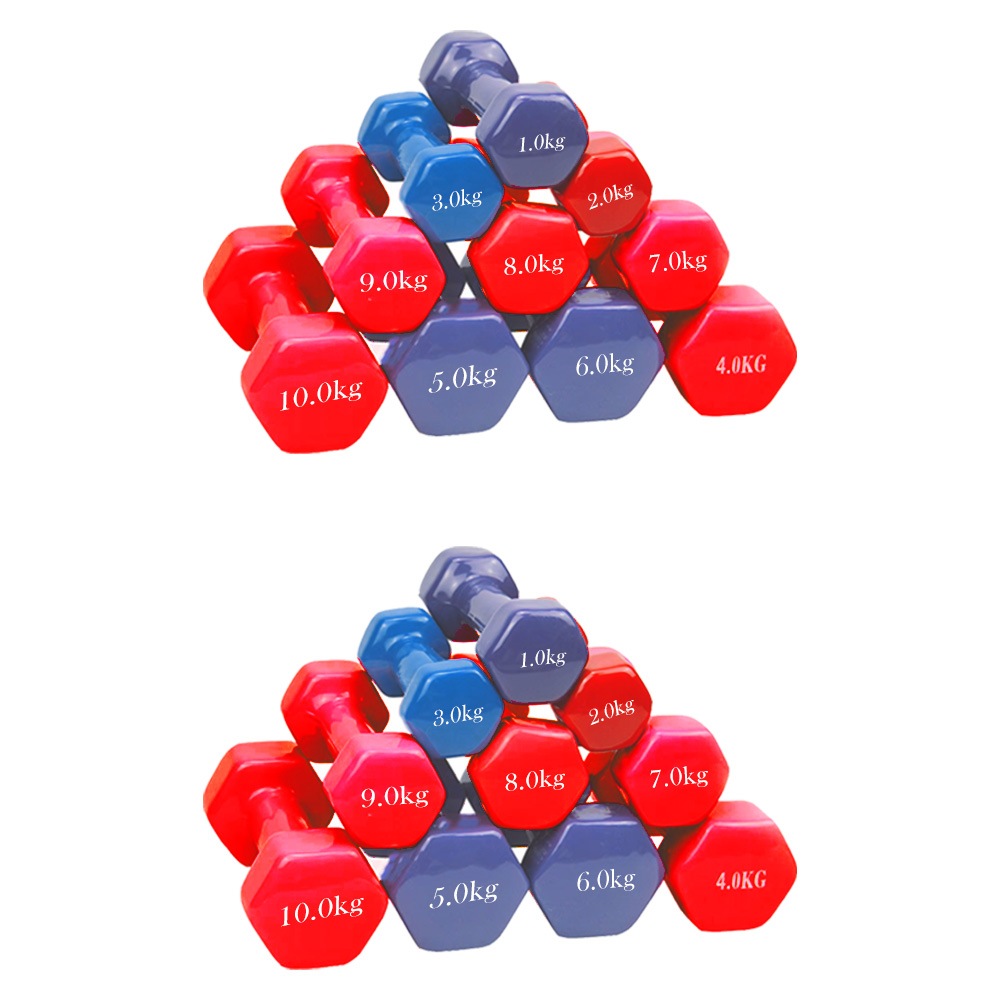 Vinyl dumbbell set with color-coded weights