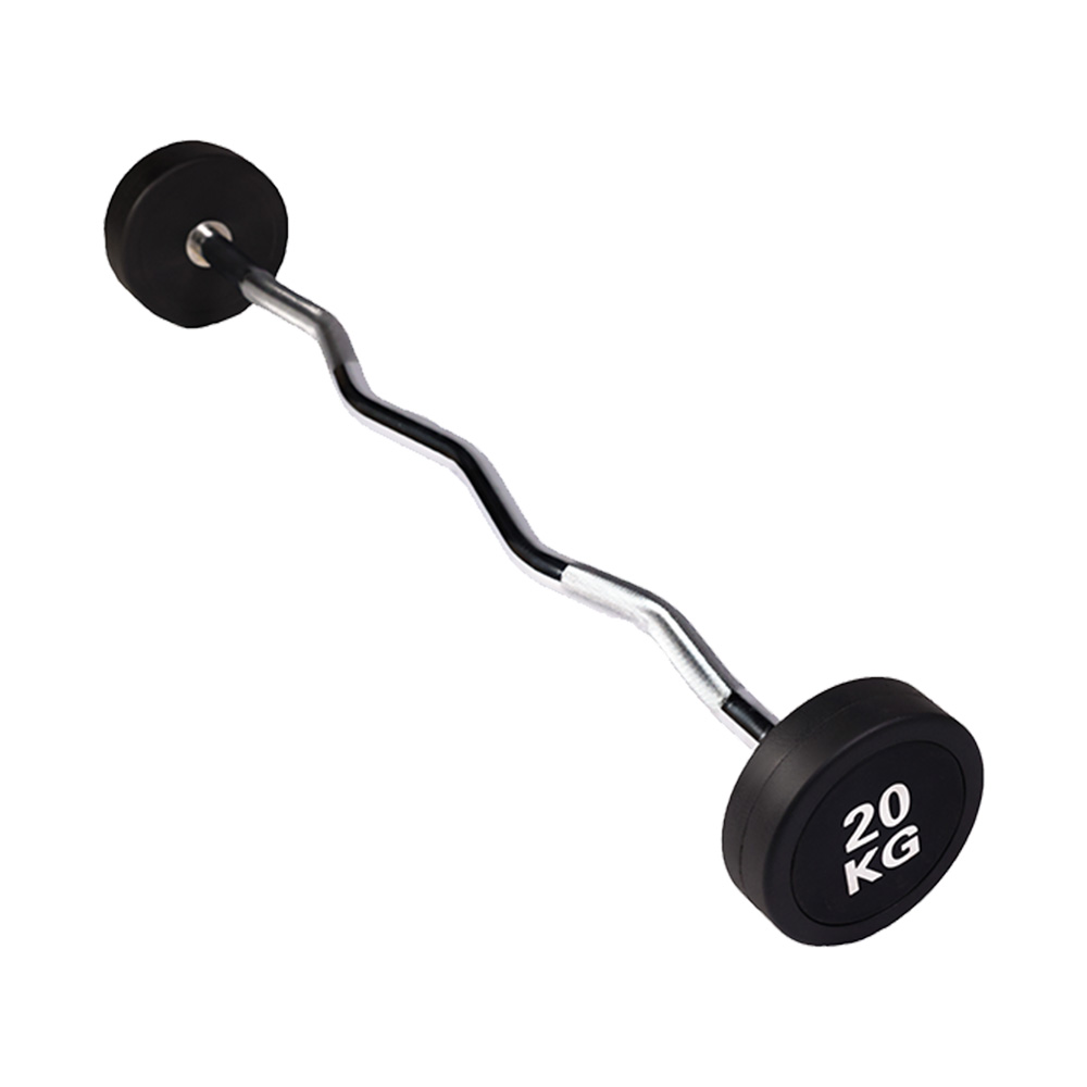 20kg Rubber-Coated Curl Barbell for Strength Training
