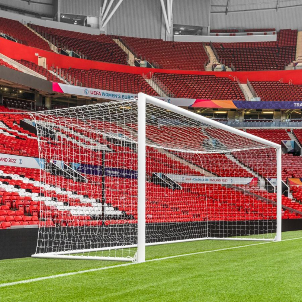مرمى كرة قدم صندوقي بشبكة احترافية HDPE للملاعب الرسمية