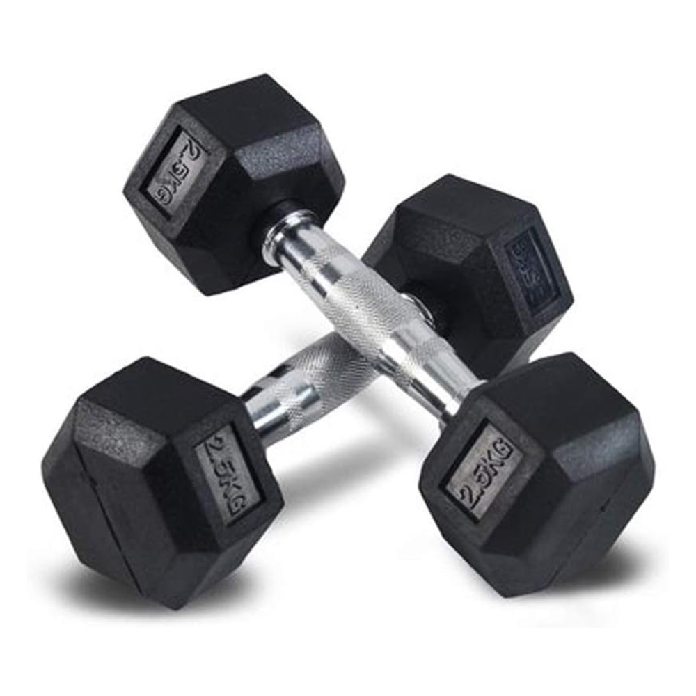 2.5kg hex rubber dumbbell pair