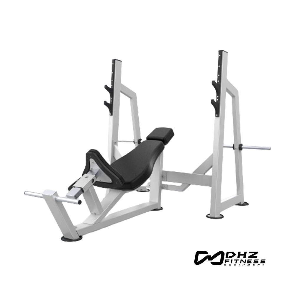 Four weight horns on DHZ Olympic incline bench