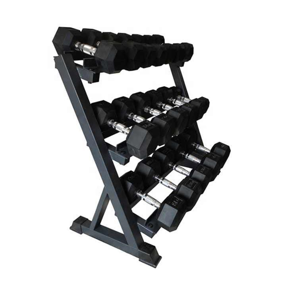 Pair of Rubber Hex Dumbbells from 2.5 to 25 kg with Weight Rack