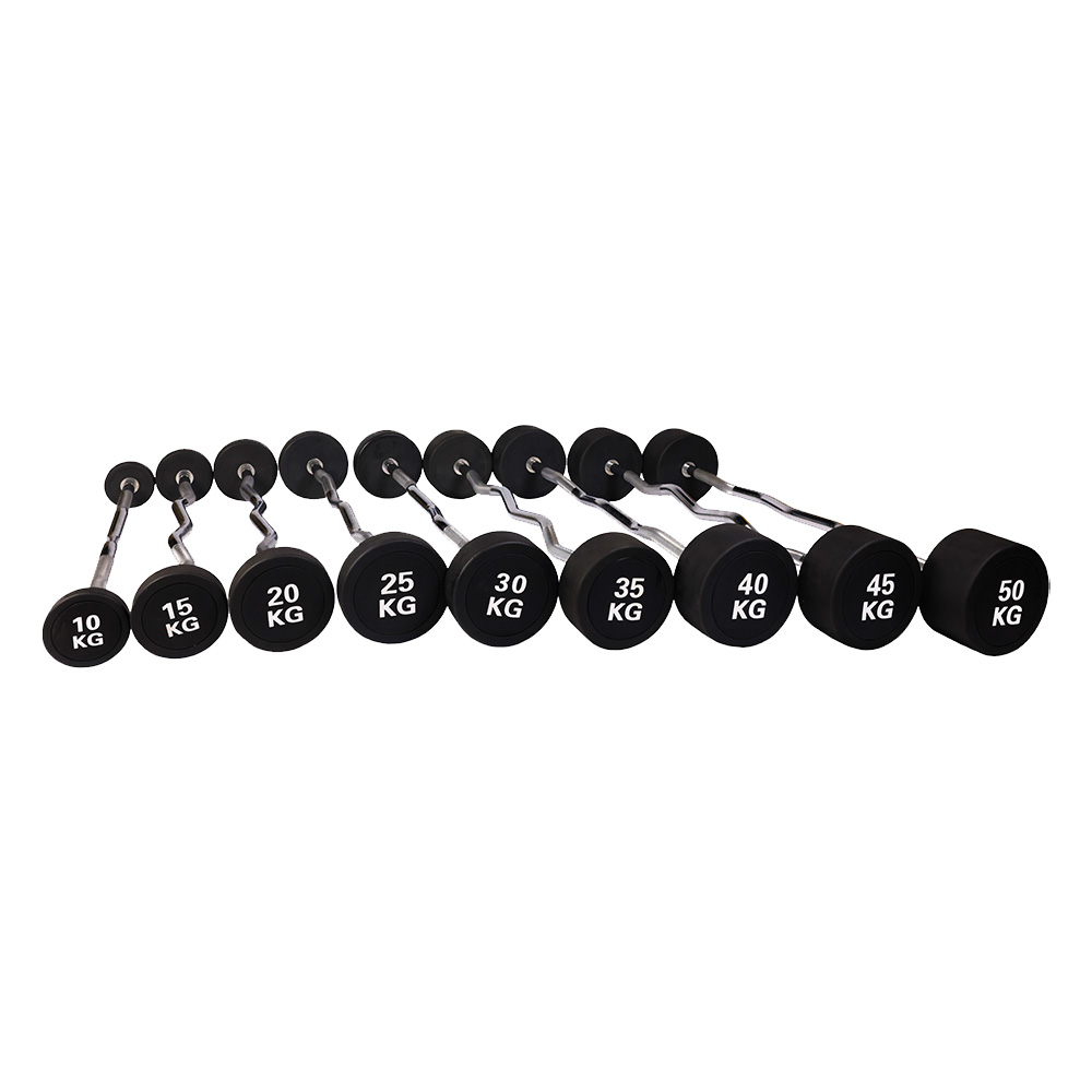 Multi-weight curved barbell set