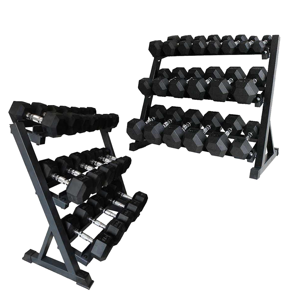 Hex dumbbell set with 2 racks – professional 50kg weights