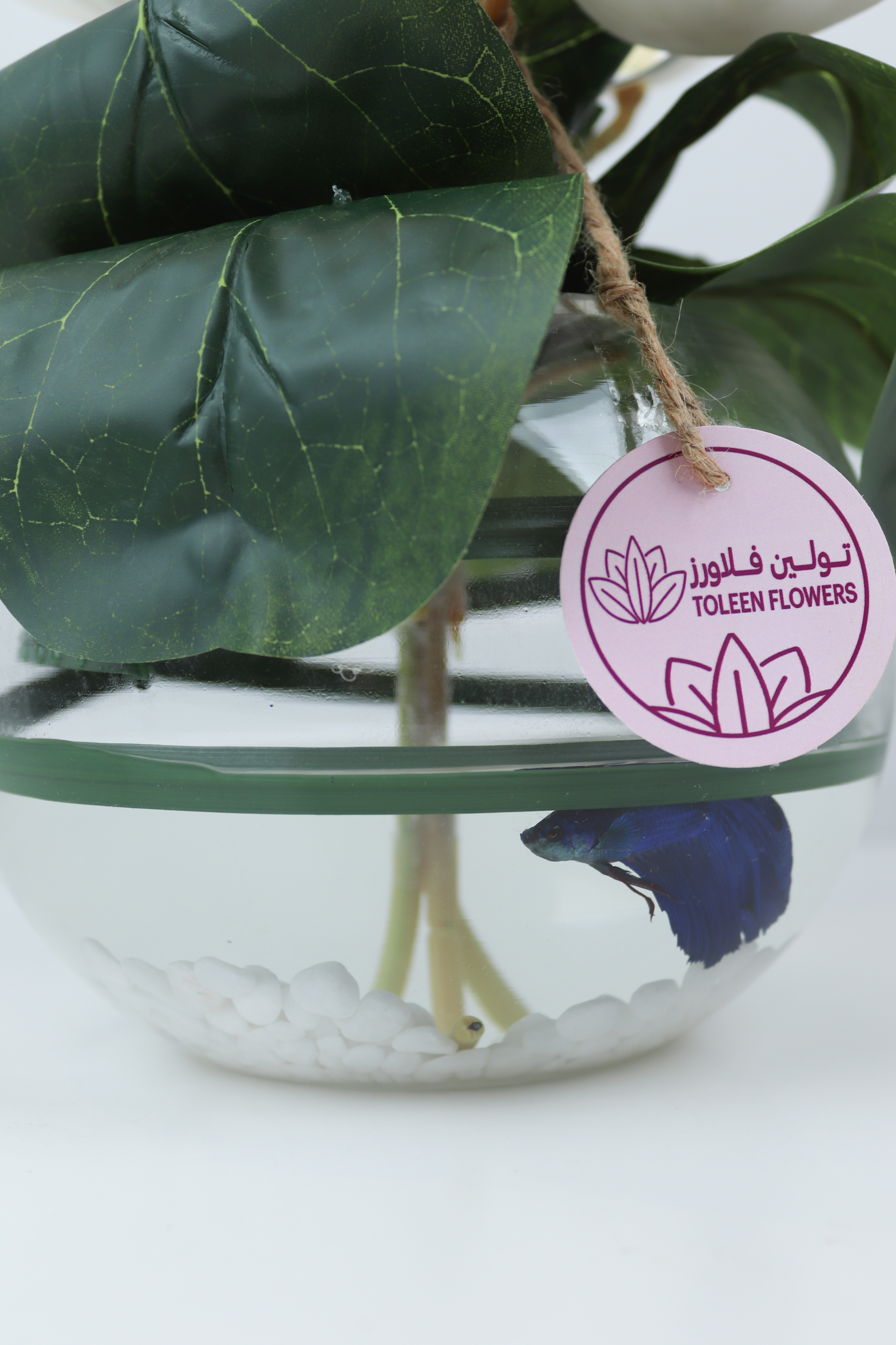  فازة ورد صناعي مميزة مع سمكة فايتر 