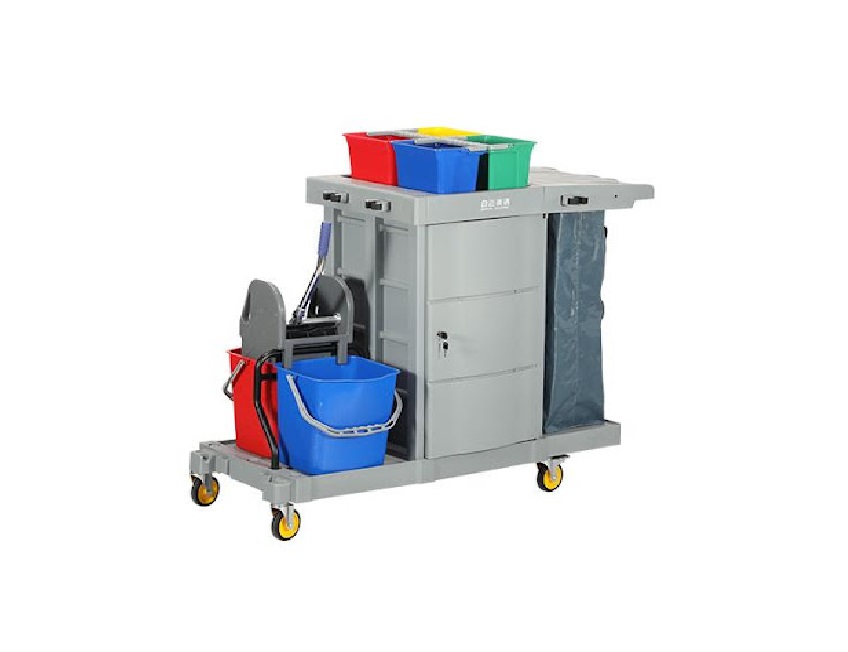 AF08181A Baiyun Cleaning Hotel Trolley Multi-Functional Janitor Cart Cleaning Cart with 3 Shelves Cleaning Products