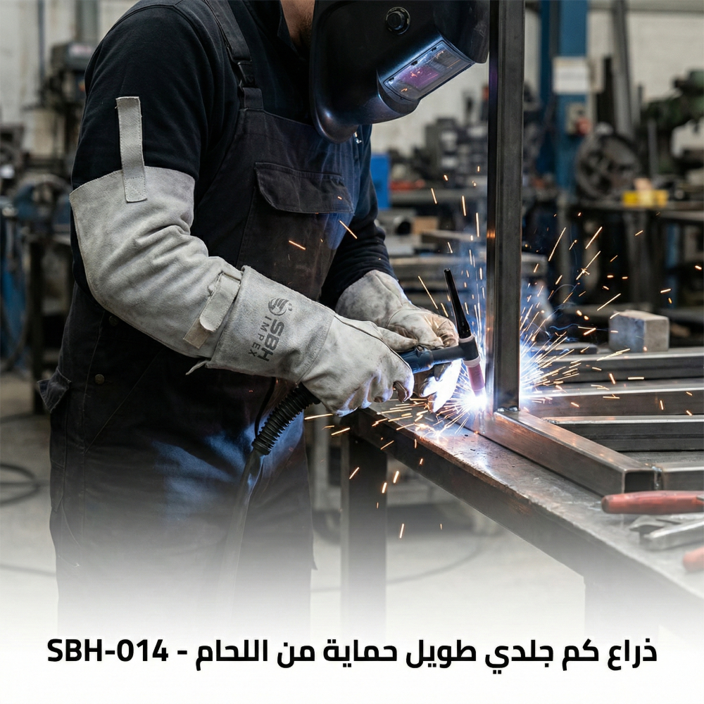 Long leather sleeve with welding protection - SBH-014