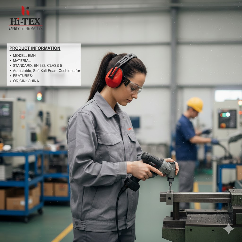 سماعات حماية الأذن Hi-TEX - تقنية عزل SNR 27dB للمصانع والورش والمواقع الإنشائية