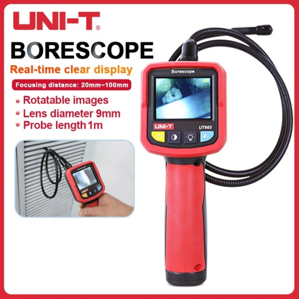 منظار صناعي كاميرا فحص داخلية بشاشة مرنة عرض مباشر | UT665 Borescope