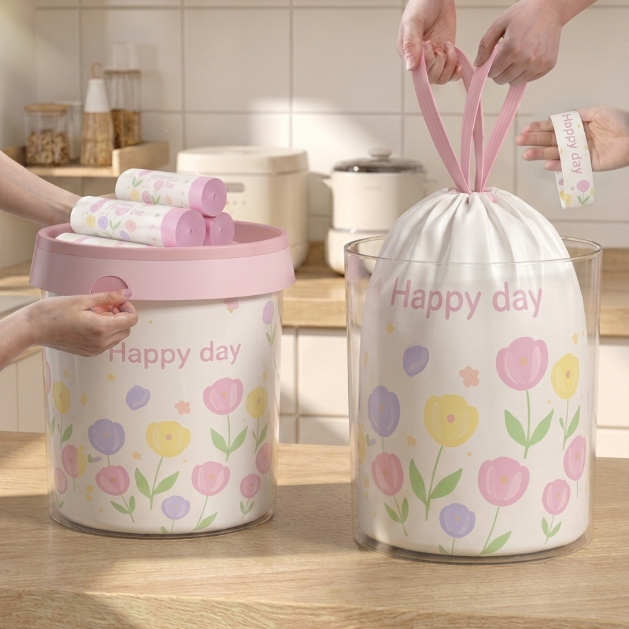  أكياس نفايات صغيرة بطبعات الزهور | Floral Delight Trash Bags 
