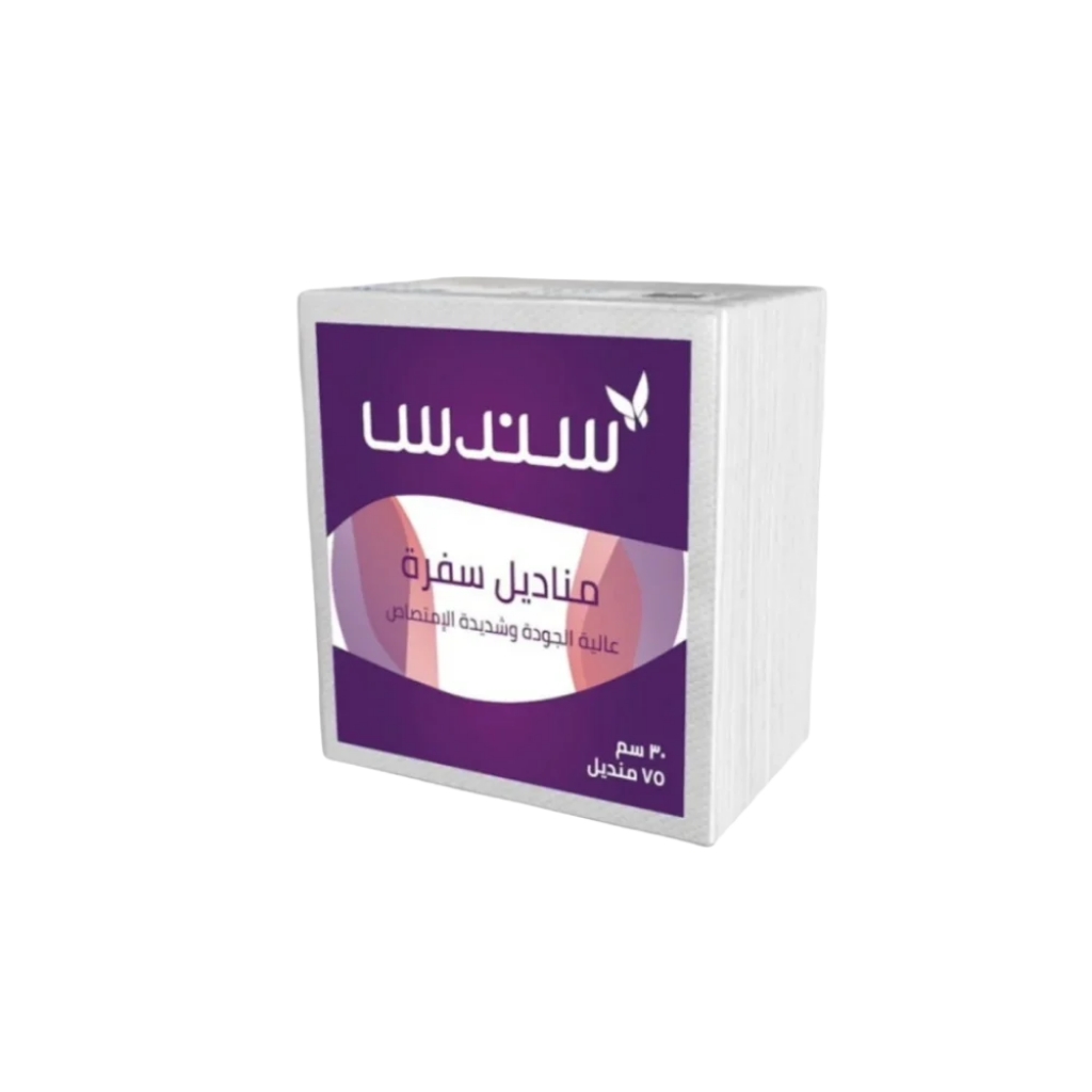  مناديل سفرة نابكن كرتون ( 75 * 40 ) منديل ابيض سندس 