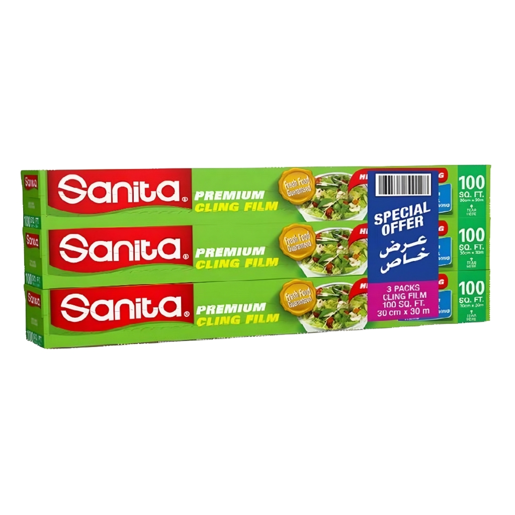  نايلون تغليف 45 سم 100 قدم ( ربطة 3 حبة ) سانيتا 