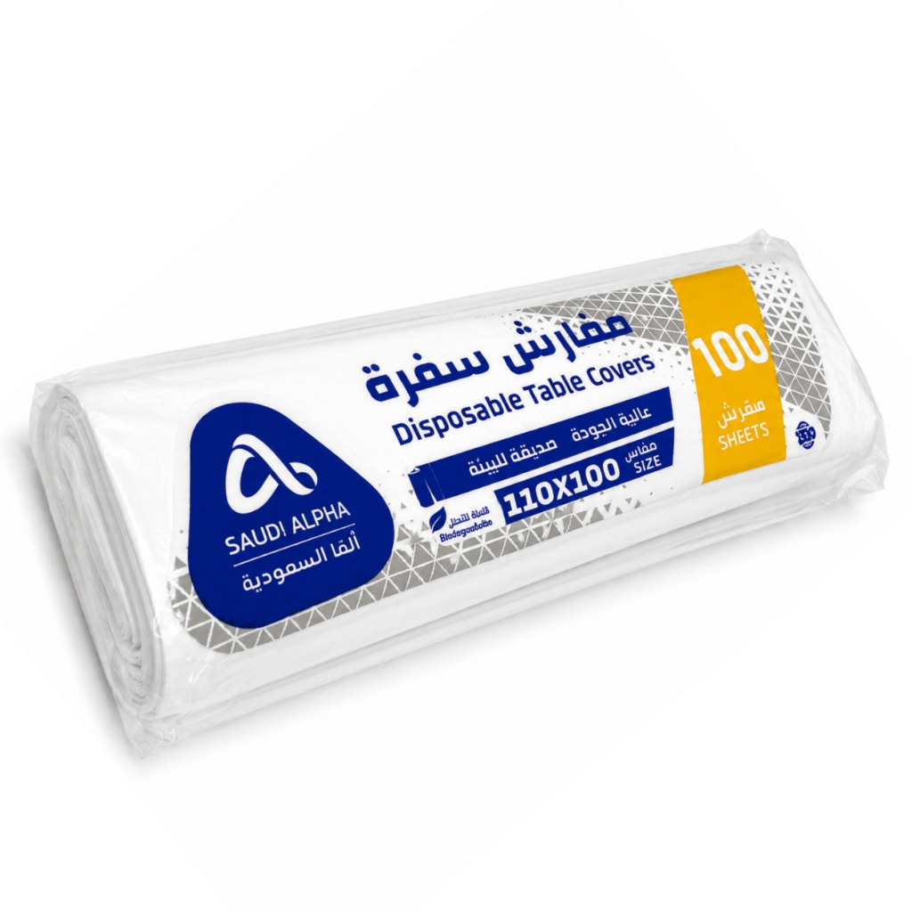  مفارش سفرة رول 100 * 110 سم 100 مفرش ابيض سادة الفا 