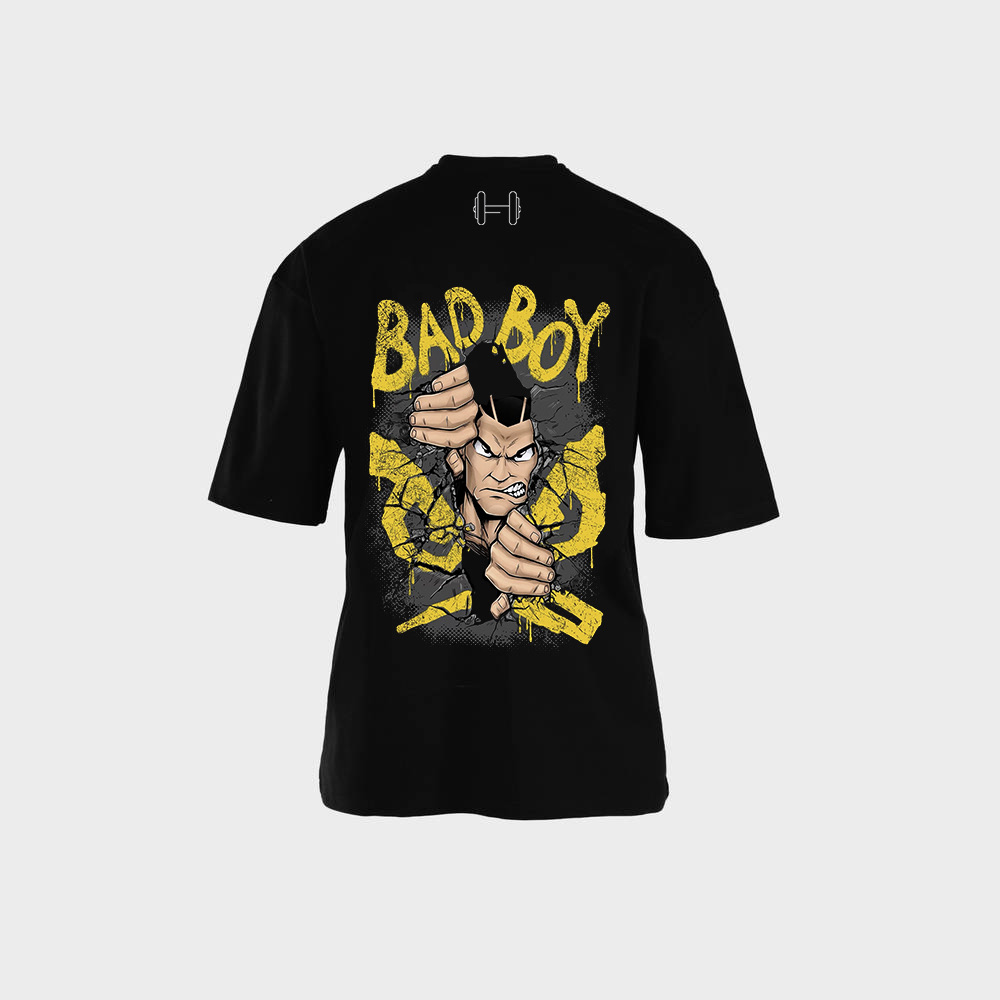 تيشيرت NOVUS BRAND Bad Boy أسود - صورة خلفية للمنتج توضح الطباعة الكرتونية الجريئة