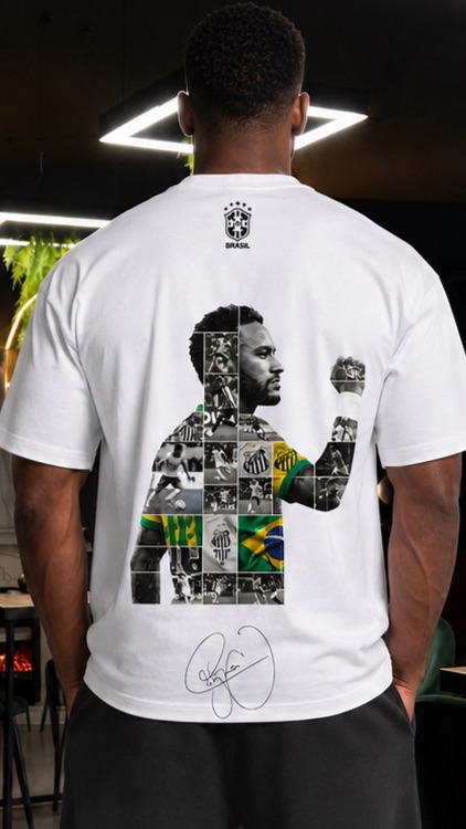 تيشيرت NOVUS BRAND Brazil Spirit أبيض - لقطة قريبة للتصميم الخلفي الرياضي