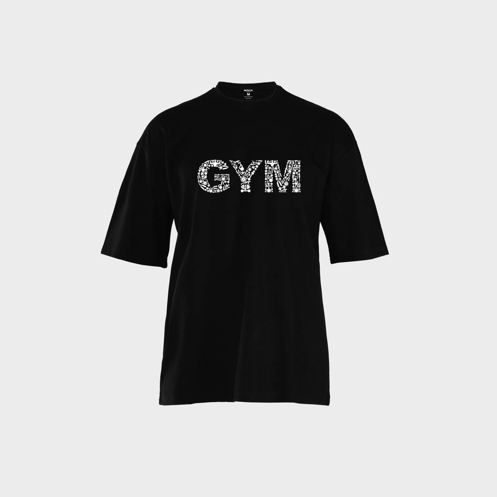 تيشيرت NOVUS BRAND Gym Break أسود - صورة أمامية للمنتج توضح تصميم GYM