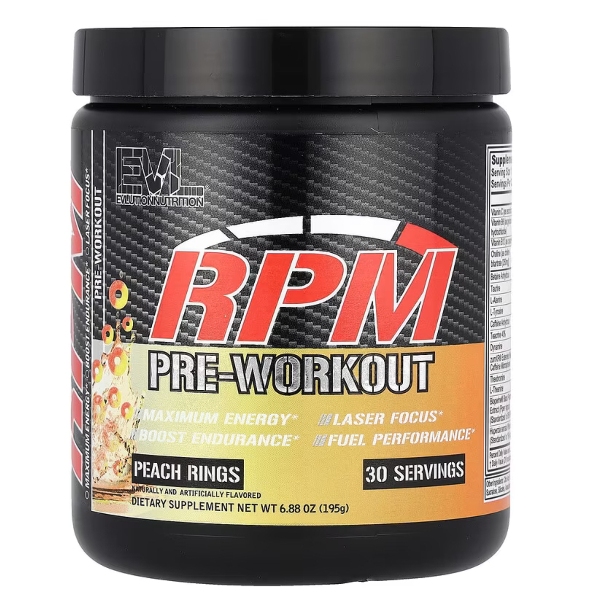 RPM pre-workout 30 servings peach rings (195g)