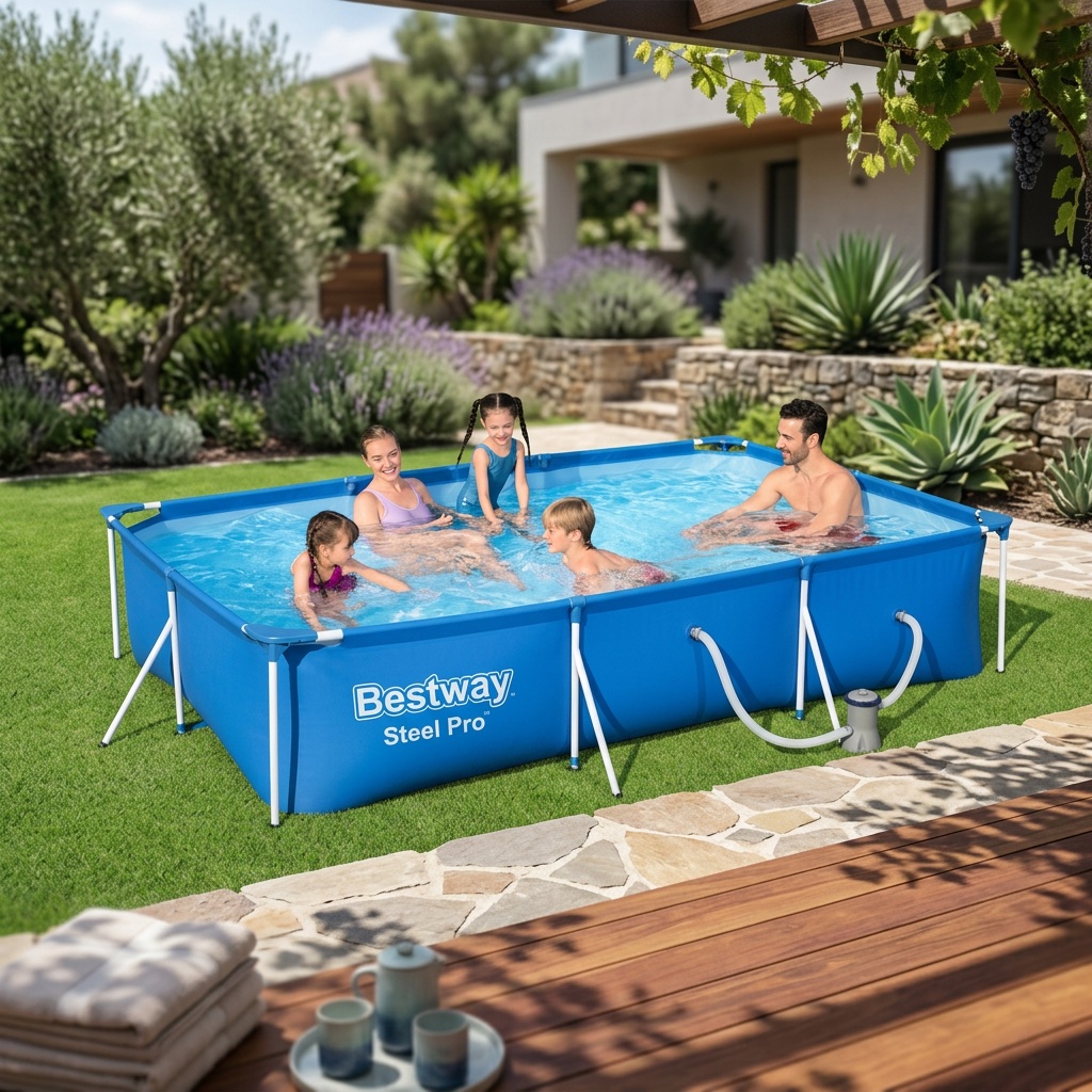 بست واي-مسبح شراع فريم مستطيل مع فلتر 300CMX201CMX66CM 3300L  -26-56411