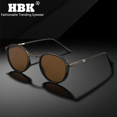 نظارات شمسية مستقطبة للرجال من HBK Trendy Punk بتصميم دائري عصري للجنسين UV400 
