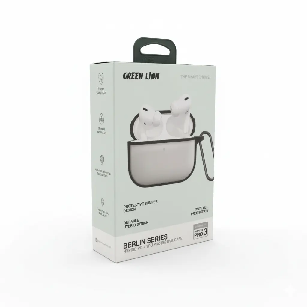 جراب سماعة Air pods 3 pro سليكون شفاف  جرين ليون 