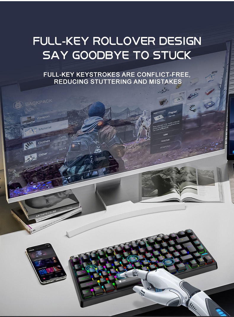 ASA KM75 Wireless Mechanical Gaming Keyboard and Mouse RGB Combo