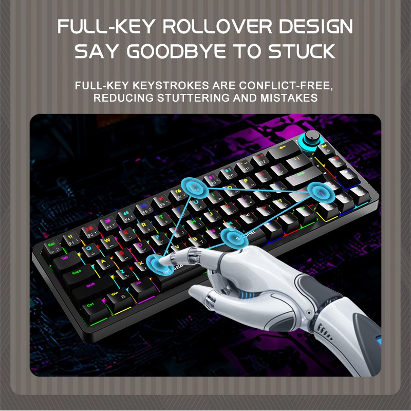 ASA SCORE Wireless Mechanical Gaming Keyboard with RGB Lighting