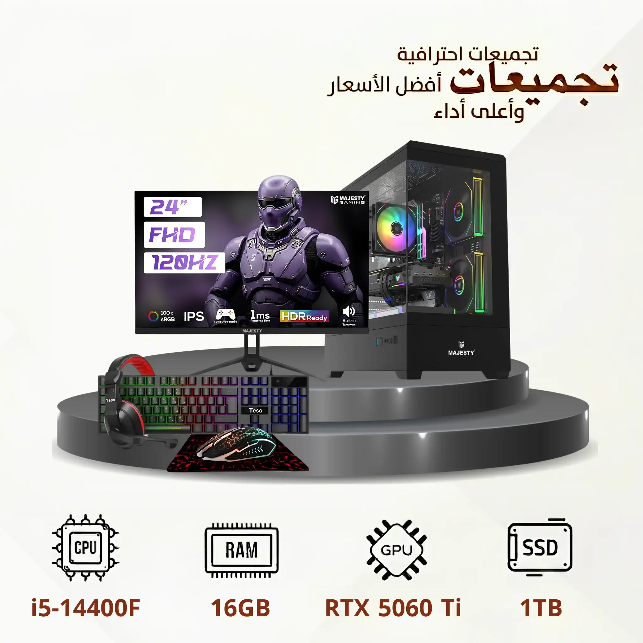 Gaming PC Build Intel Core i5-14400F with RTX 5060 Ti 8GB, 24