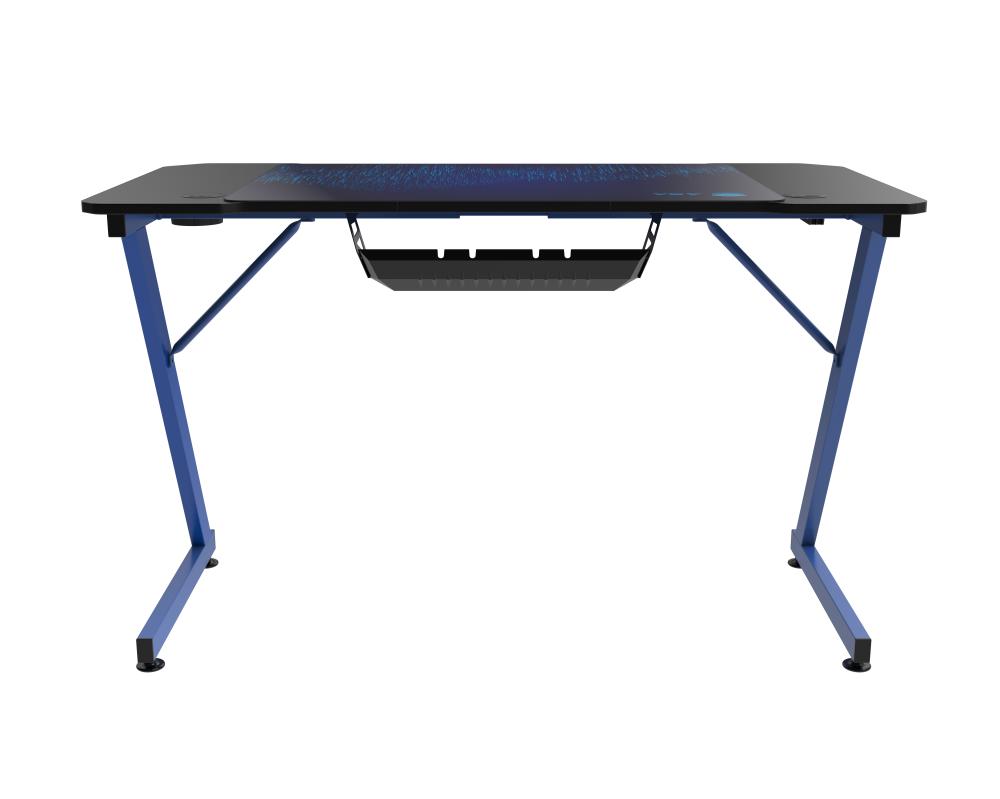 ASA Z Model Gaming Desk in Blue with Extended Mouse Pad and Headphone Hook
