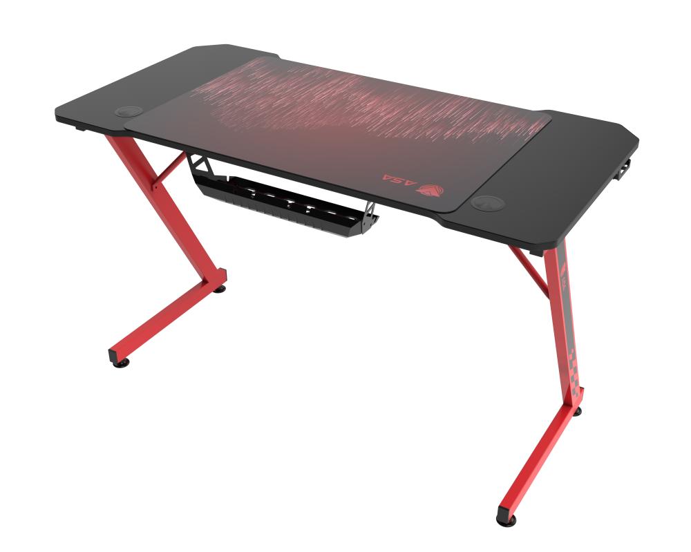 ASA Z Model Gaming Desk Black and Red with Extended Mouse Pad