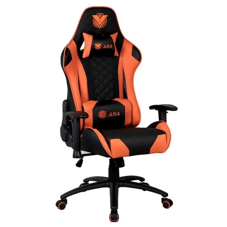 ASA Diamond Gaming Chair in Orange and Black with ergonomic back and neck pillows