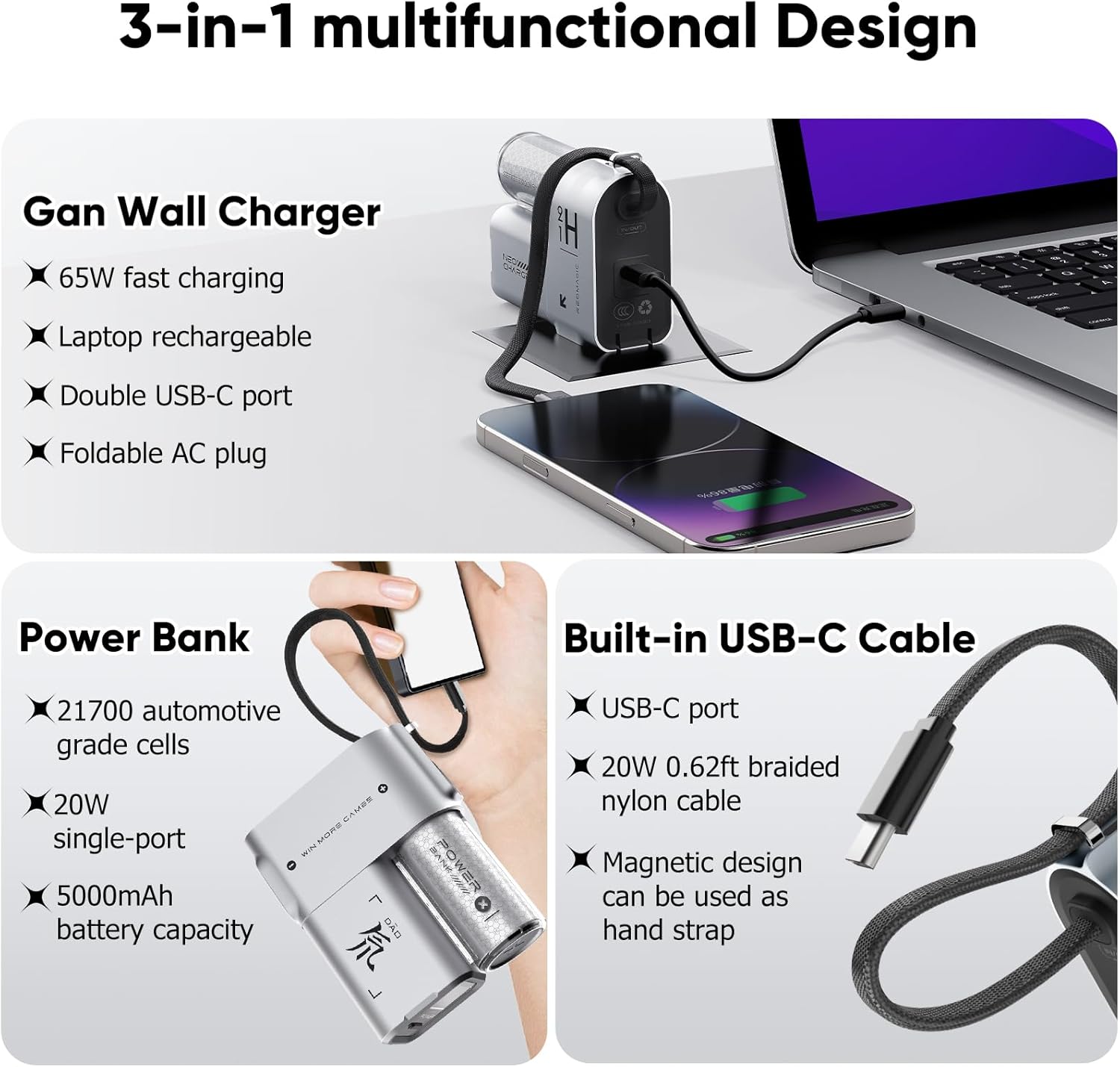 RedMagic Go 3-in-1 power bank 5000mAh with 65W fast charging