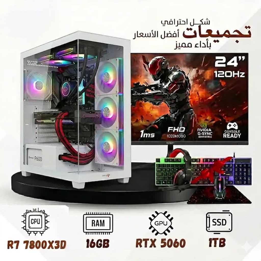 تجميعة كمبيوتر للألعاب مع كيس سبير كيس