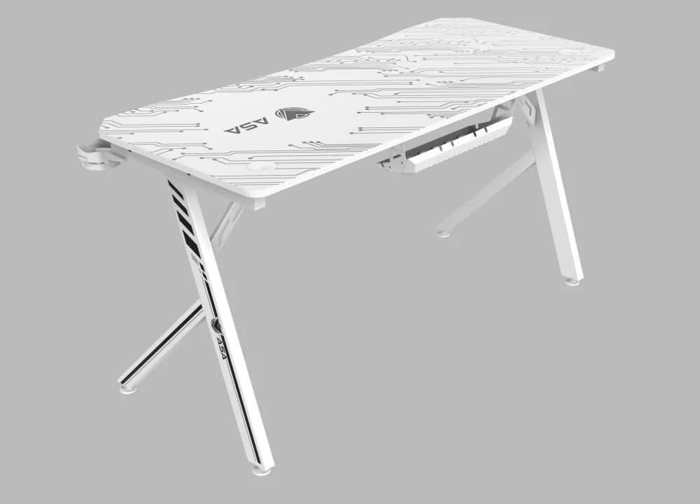 ASA Jumbo A2 white gaming desk with full surface extended mouse pad