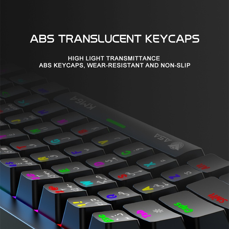 كيبورد ميكانيكي وماوس ASA KM64 بإضاءة RGB للألعاب