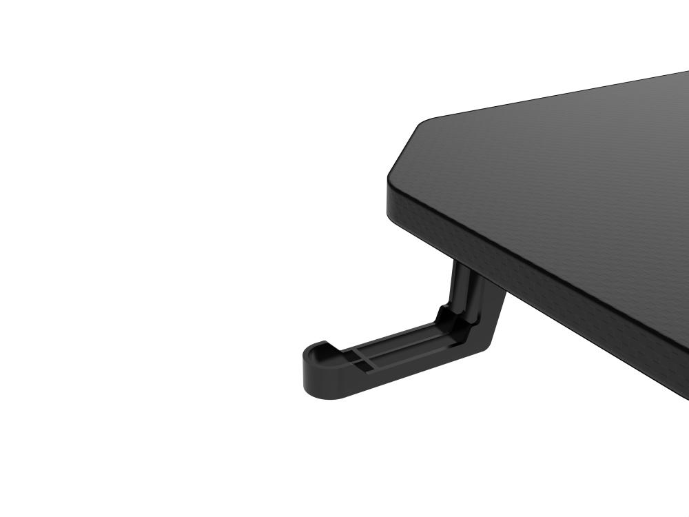 ASA Z-Shaped Gaming Desk in Black with Extended Mouse Pad and Headphone Hook