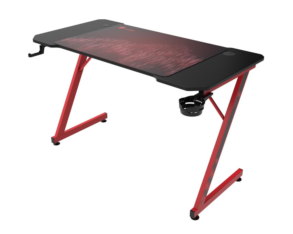 ASA Z Model Gaming Desk Black and Red with Extended Mouse Pad