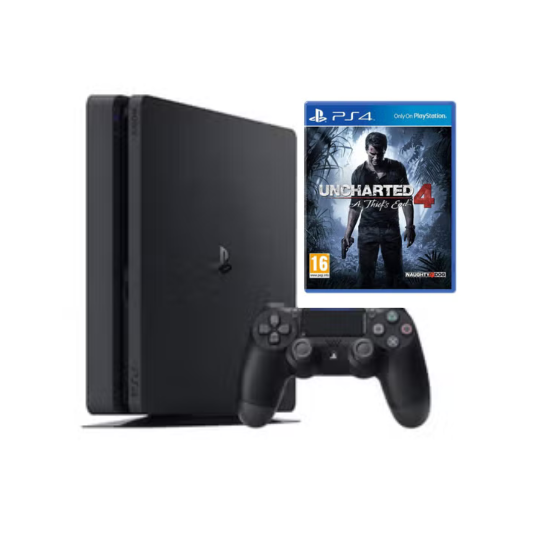 Sony PlayStation 4 Slim 1TB Console with DualShock 4 Controller and Uncharted 4: A Thief's End (Renewed) (1 Year Warranty)