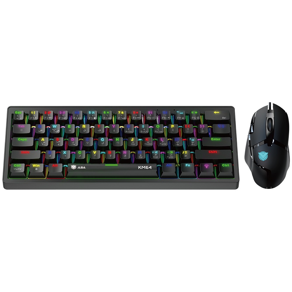 كيبورد ميكانيكي وماوس ASA KM64 بإضاءة RGB للألعاب
