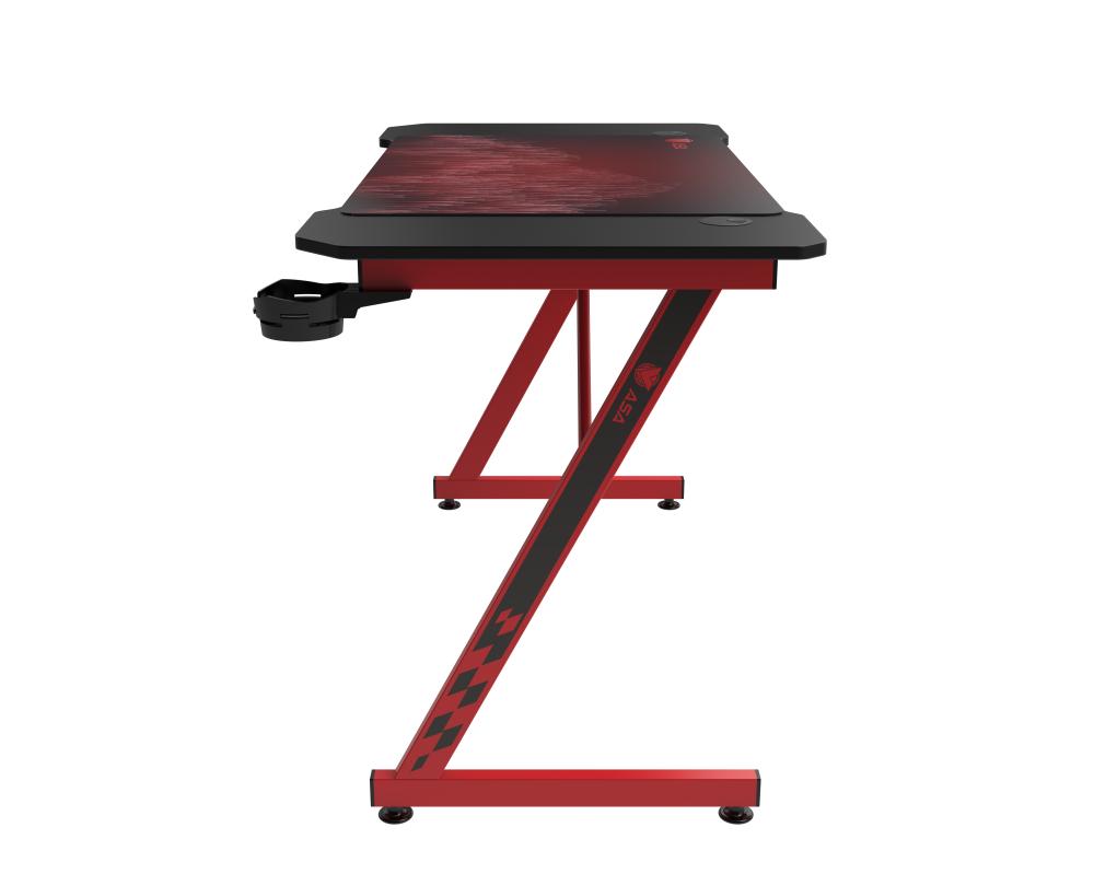 ASA Z Model Gaming Desk Black and Red with Extended Mouse Pad